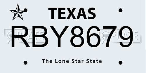 RBY8679 Texas License Plate