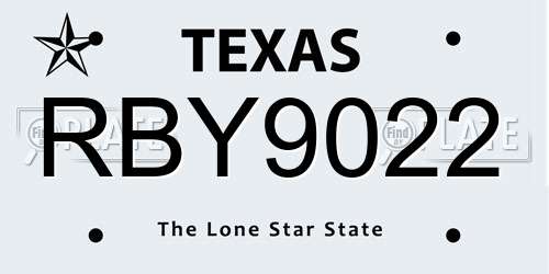 RBY9022 Texas License Plate
