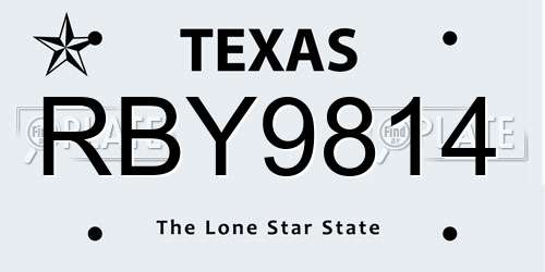 RBY9814 Texas License Plate