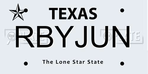 RBYJUN Texas License Plate