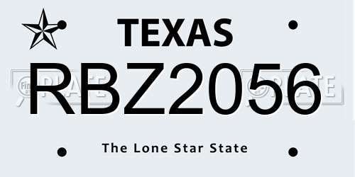 RBZ2056 Texas License Plate