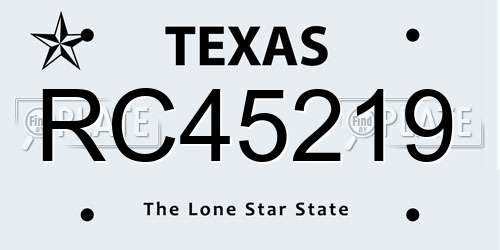 RC45219 Texas License Plate