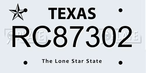RC87302 Texas License Plate