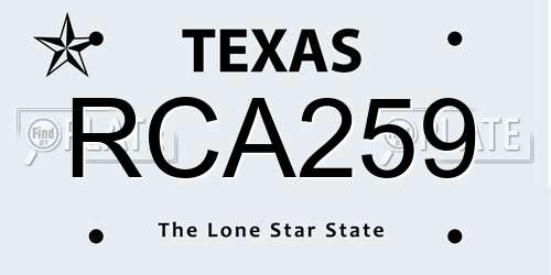 RCA259 Texas License Plate