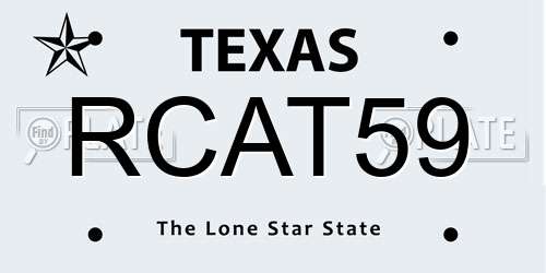 RCAT59 Texas License Plate