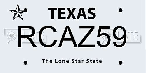 RCAZ59 Texas License Plate