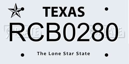 RCB0280 Texas License Plate