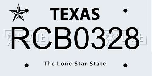 RCB0328 Texas License Plate