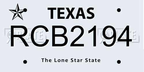 RCB2194 Texas License Plate