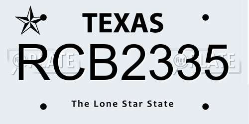 RCB2335 Texas License Plate