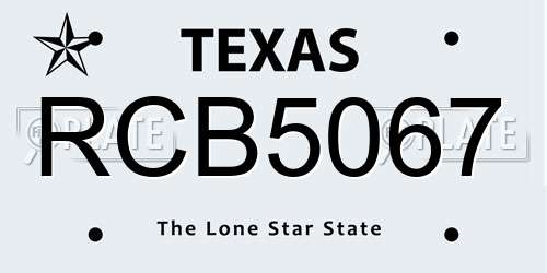 RCB5067 Texas License Plate