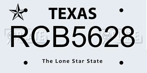 RCB5628 Texas License Plate