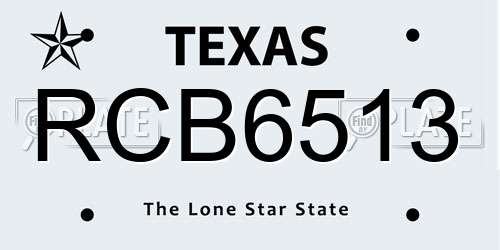 RCB6513 Texas License Plate