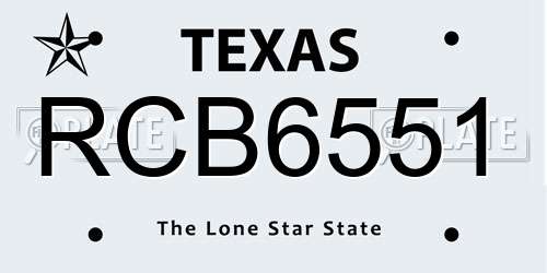 RCB6551 Texas License Plate