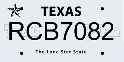 RCB7082 Texas License Plate