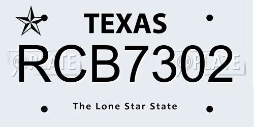 RCB7302 Texas License Plate