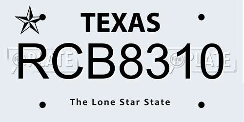 RCB8310 Texas License Plate