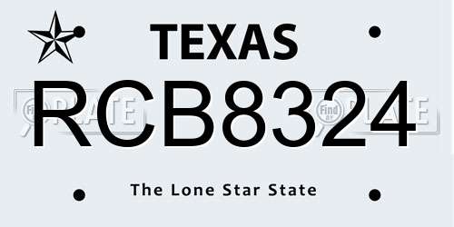 RCB8324 Texas License Plate
