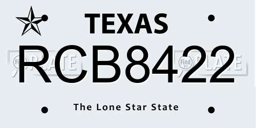 RCB8422 Texas License Plate