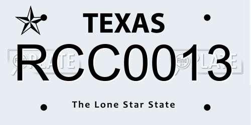 RCC0013 Texas License Plate
