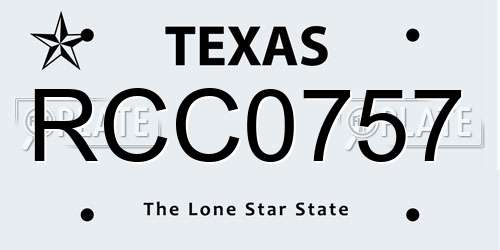 RCC0757 Texas License Plate