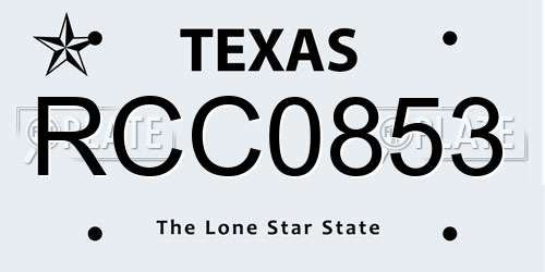 RCC0853 Texas License Plate