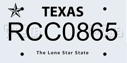 RCC0865 Texas License Plate
