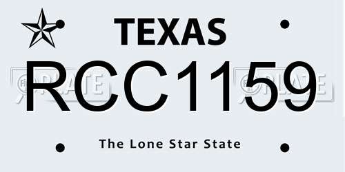RCC1159 Texas License Plate
