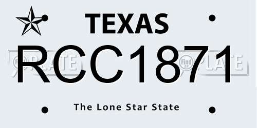 RCC1871 Texas License Plate