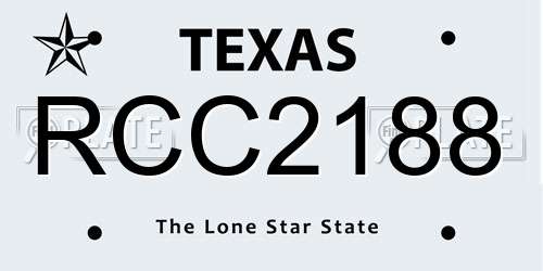 RCC2188 Texas License Plate