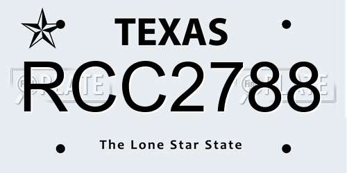 RCC2788 Texas License Plate