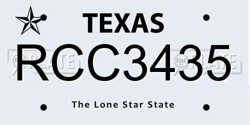 RCC3435 Texas License Plate