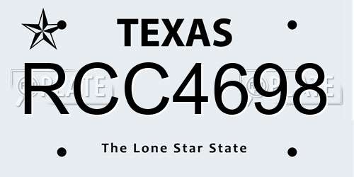 RCC4698 Texas License Plate