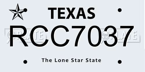 RCC7037 Texas License Plate