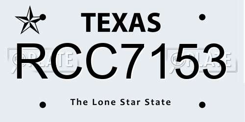RCC7153 Texas License Plate