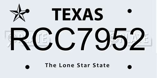RCC7952 Texas License Plate