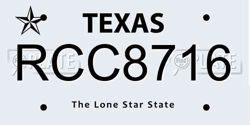 RCC8716 Texas License Plate