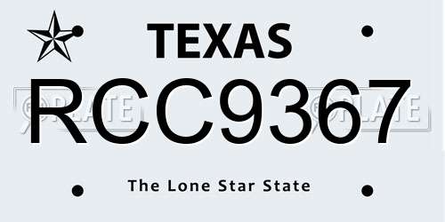 RCC9367 Texas License Plate