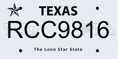 RCC9816 Texas License Plate