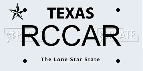 RCCAR Texas License Plate