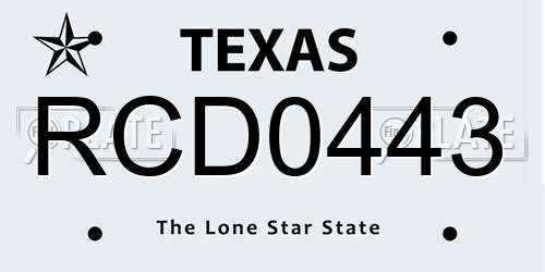RCD0443 Texas License Plate