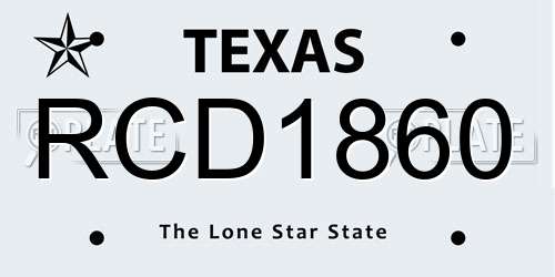 RCD1860 Texas License Plate