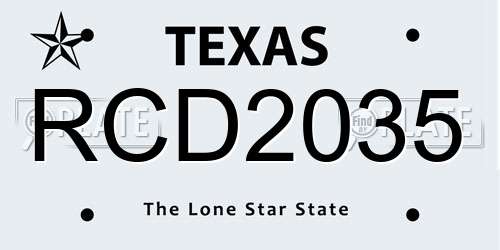 RCD2035 Texas License Plate