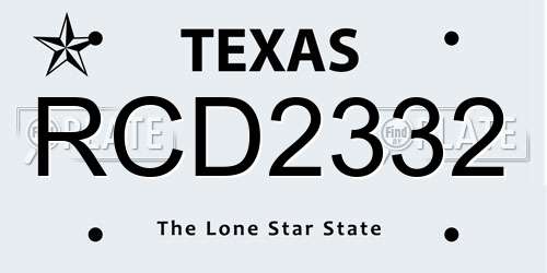 RCD2332 Texas License Plate