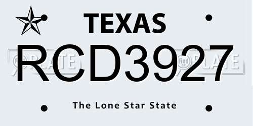 RCD3927 Texas License Plate