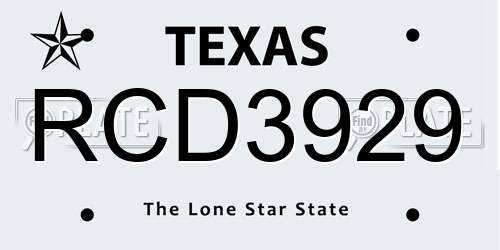 RCD3929 Texas License Plate