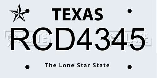 RCD4345 Texas License Plate