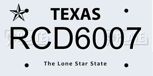 RCD6007 Texas License Plate