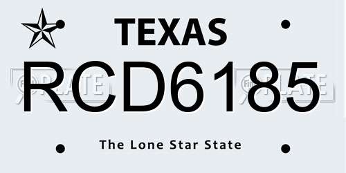 RCD6185 Texas License Plate