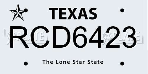 RCD6423 Texas License Plate